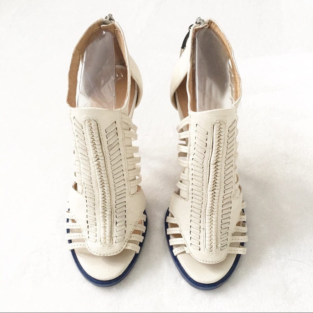 L.A.M.B. Kamy Leather Caged Heel Sandals - Picture 3 of 8